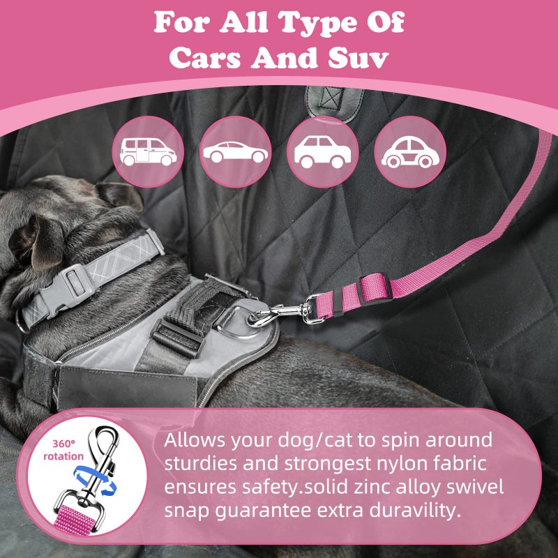 BWOGUE 2 Packs Dog Cat Safety Seat Belt Strap Car Headrest Restraint Adjustable Nylon Fabric Dog Restraints Vehicle Seatbelts Harness - Image 5